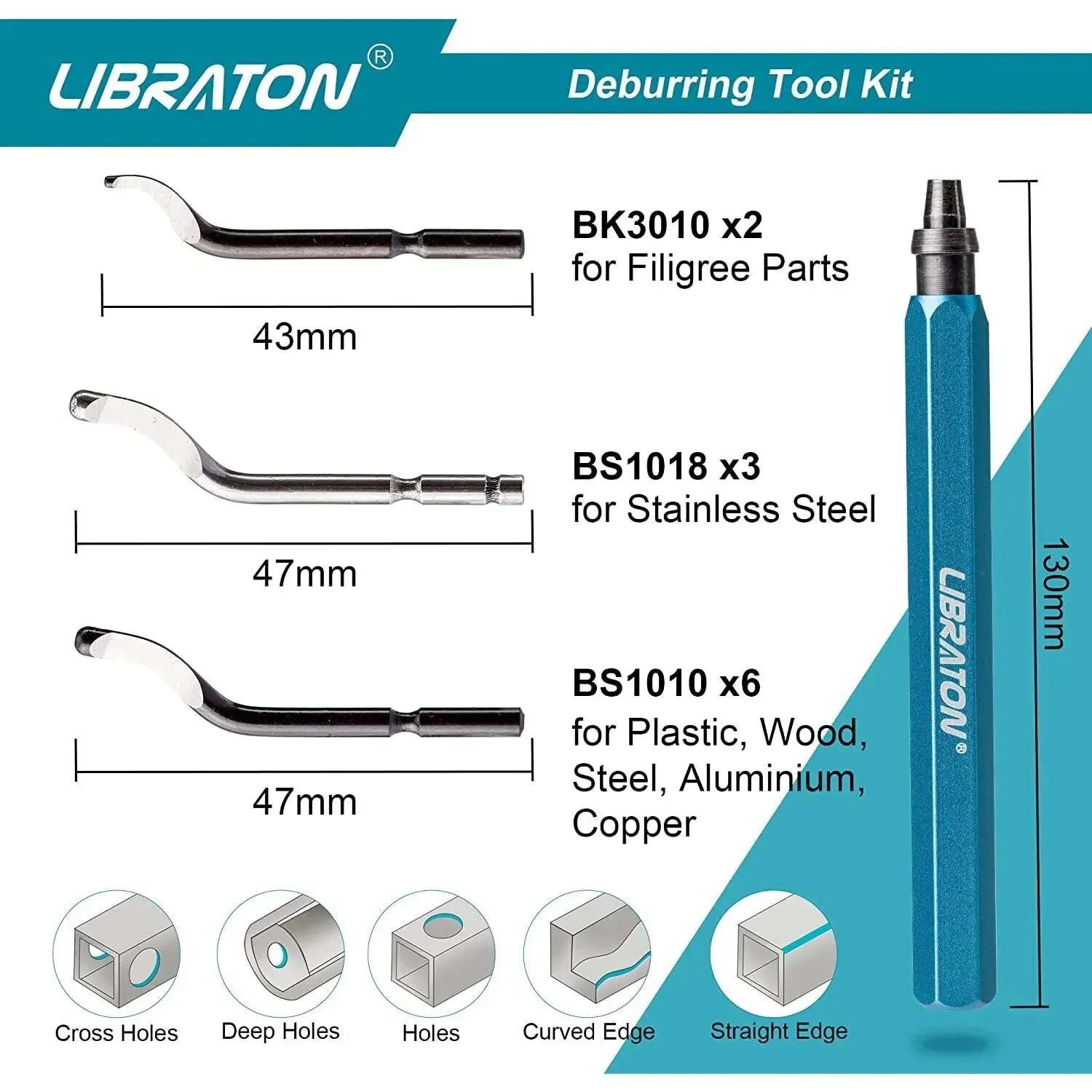 11 Blade Deburring Tool for Metal Resin Plastic 360 Rotary Head