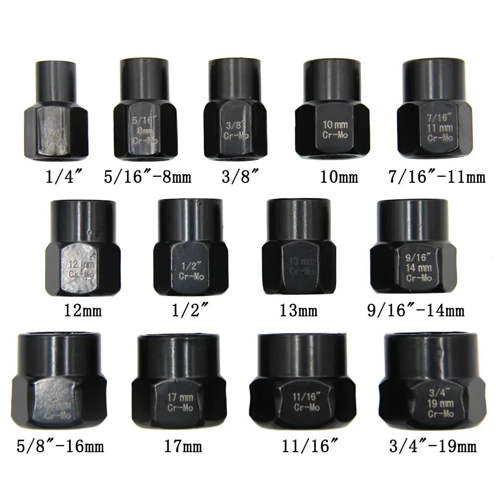 13pc Damaged Nut Extractor Bolt Screw Tire Slip Tooth Screw Hexagonal Dismantling Sleeve Extension Tool