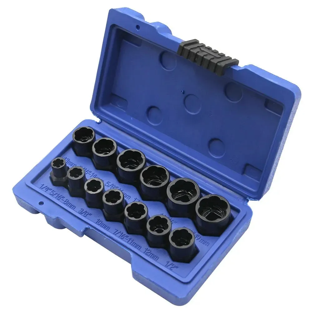 13pc Damaged Nut Extractor Bolt Screw Tire Slip Tooth Screw Hexagonal Dismantling Sleeve Extension Tool