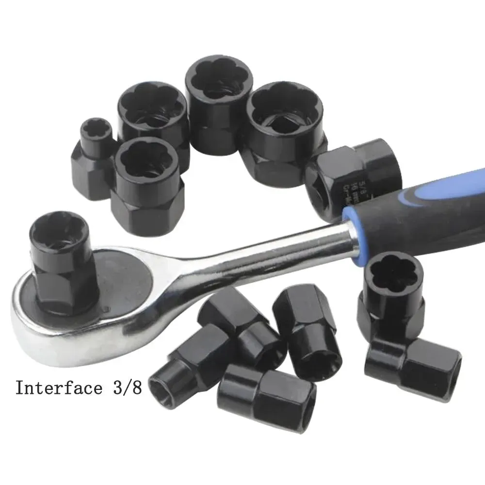 13pc Damaged Nut Extractor Bolt Screw Tire Slip Tooth Screw Hexagonal Dismantling Sleeve Extension Tool