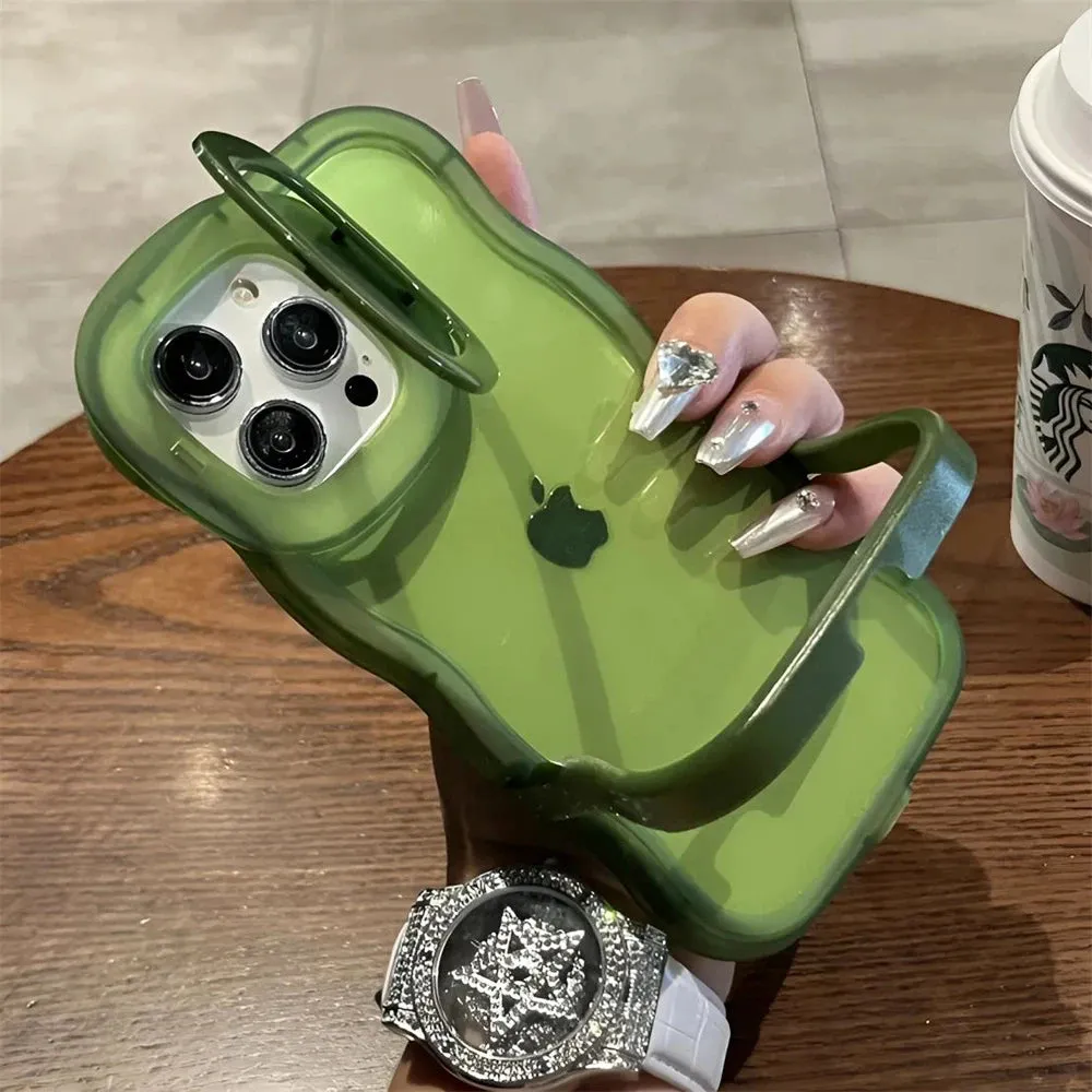 2-in-1 Folding Stand Wave Clear Phone Case