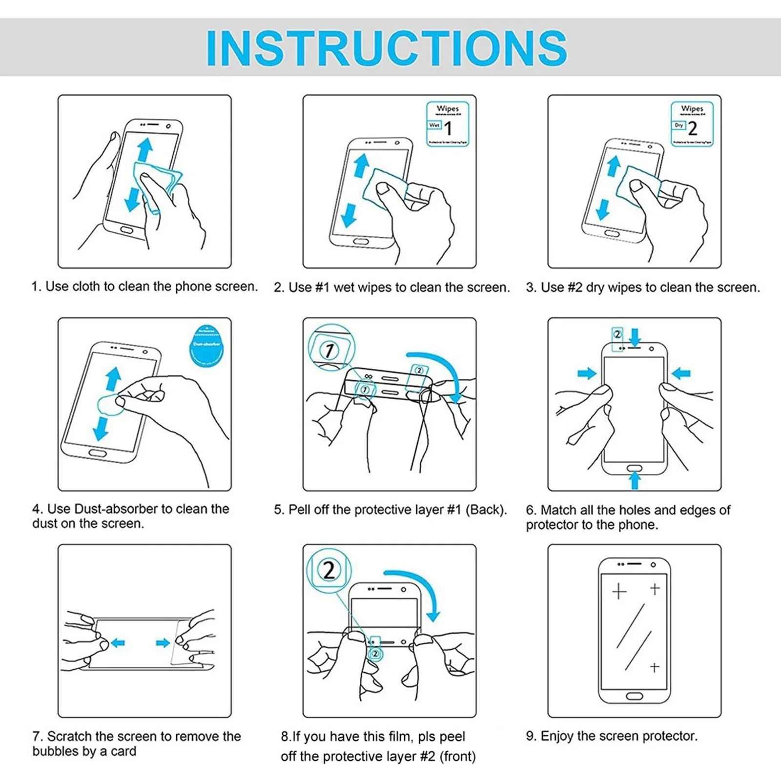 2-pack 9h Tempered Glass Film for Samsung Galaxy Tab a 8.0