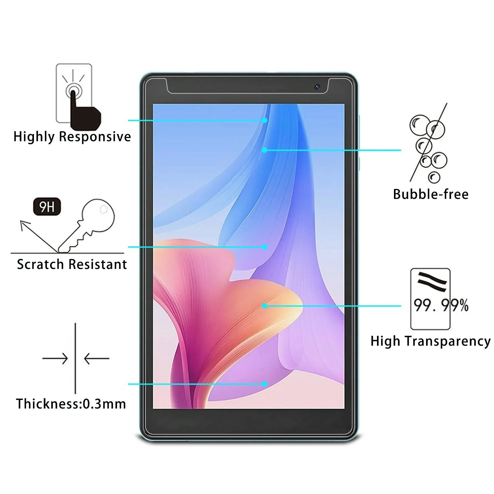 2-Pack Tempered Glass Film For Blackview Tab 5 Tablet - 9H 2.5D Explosion-Proof
