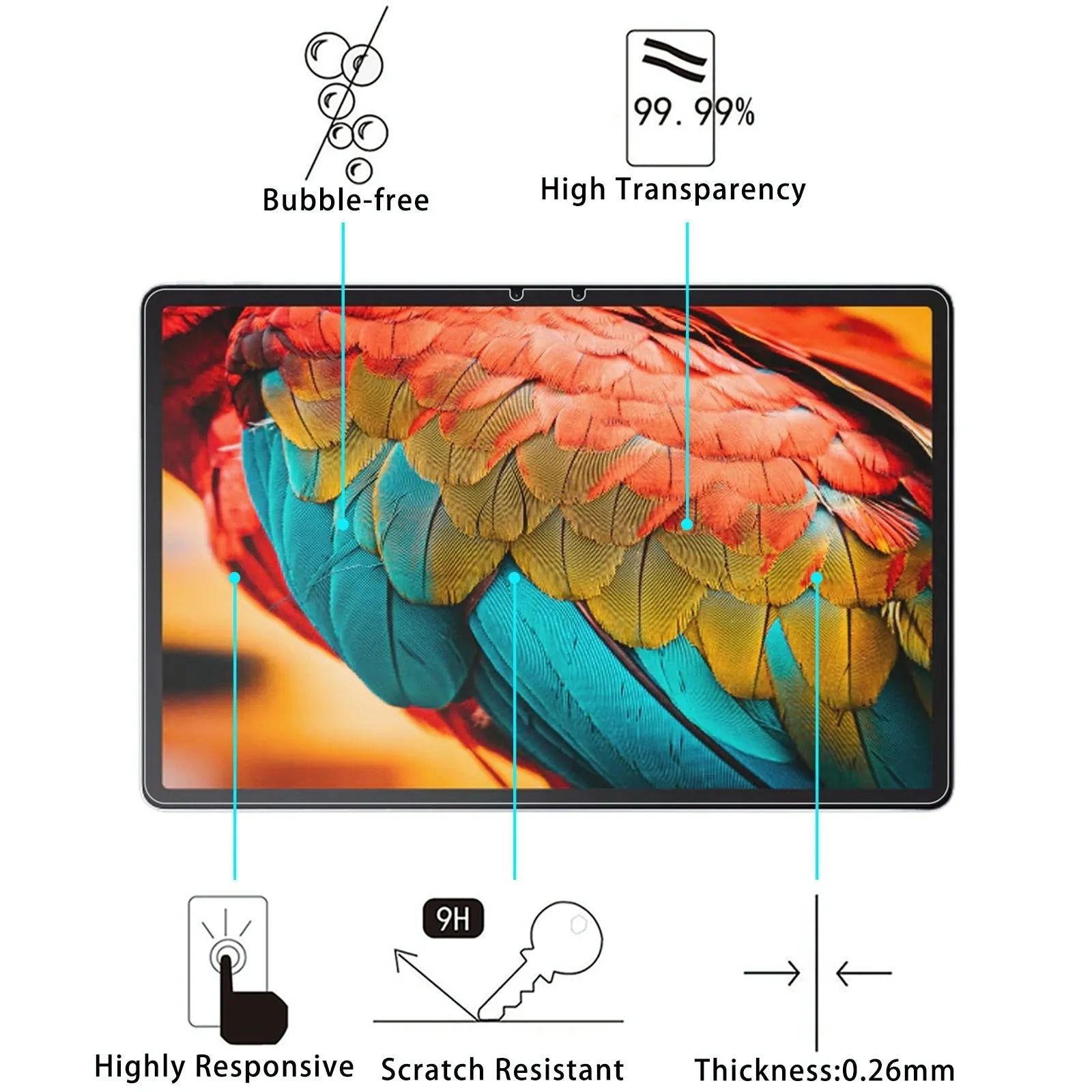 2-Pack Tempered Glass Film For Lenovo Tab P11 Pro - 9H Hd Explosion-Proof