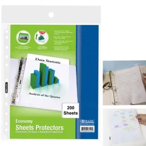 200 Clear Sheet Protectors Plastic Sleeve Binders 8.5 x 11 Letter Archival Safe