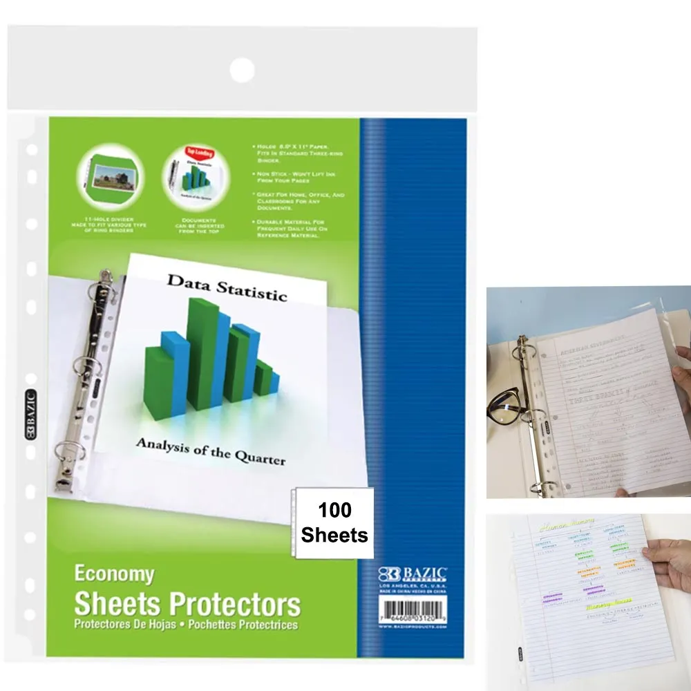 200 Clear Sheet Protectors Plastic Sleeve Binders 8.5 x 11 Letter Archival Safe