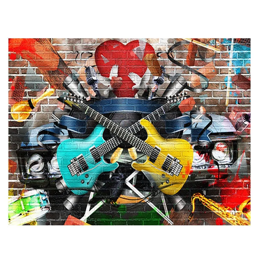 Abstract Guitar Diamond Art - Street Graffiti Diamond Wall Art, Full round/Square Embroidery