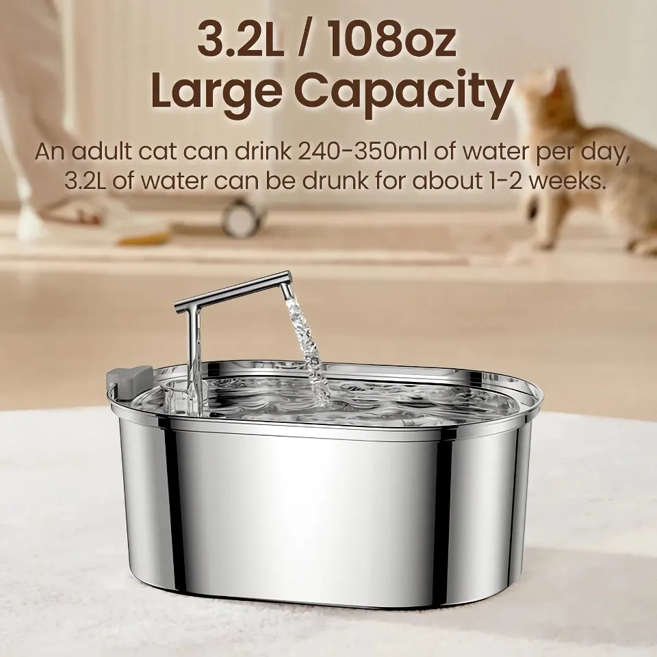 Automatic Stainless Steel Pet Drinking Fountain with Smart Water Filter and Pump