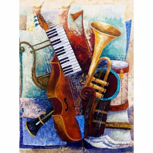 Full Square/Round Drill 5D Rhinestones | DIY Music Diamond Painting Kit | Drum Saxophone Trumpet Piano Violin