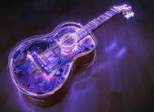 Glowing Guitar Diamond Painting | Musical Instrument Diamond Painting Kit | Full Round/Square Rhinestones