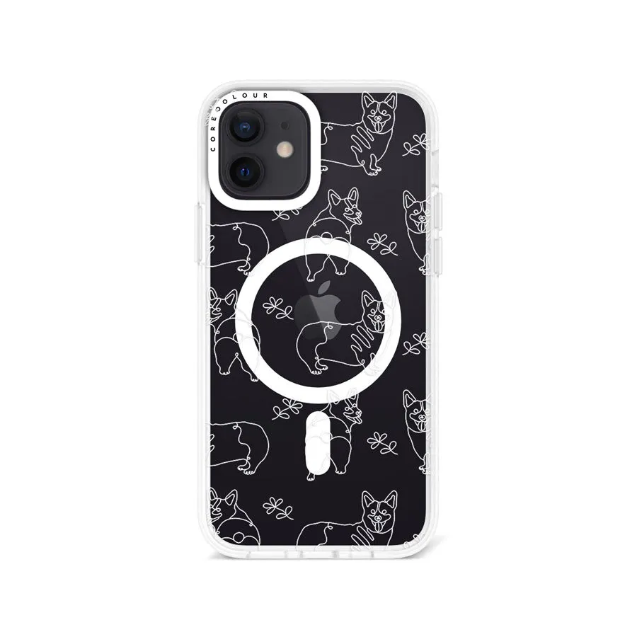 iPhone 12 Corgi Minimal Line Phone Case Magsafe Compatible