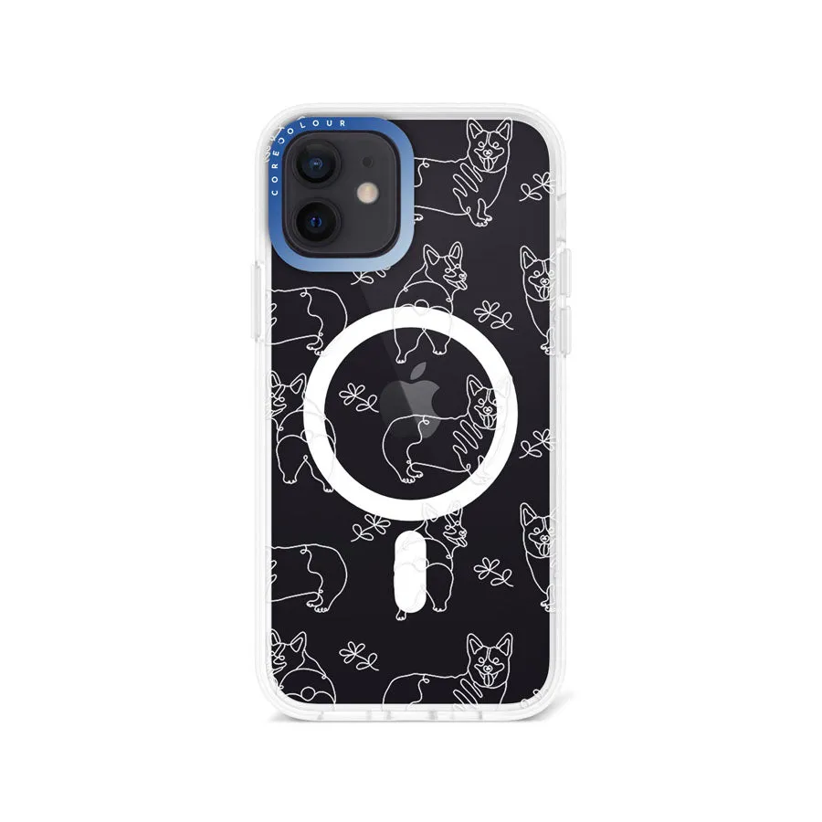 iPhone 12 Corgi Minimal Line Phone Case Magsafe Compatible
