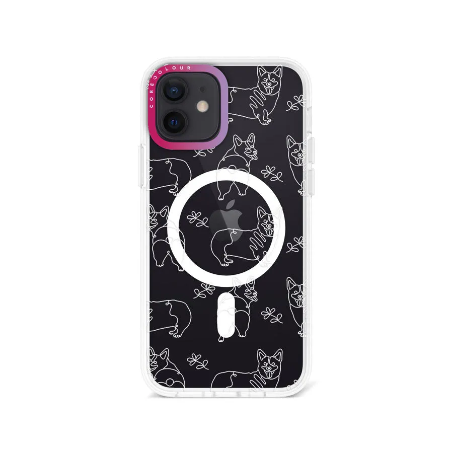 iPhone 12 Corgi Minimal Line Phone Case Magsafe Compatible