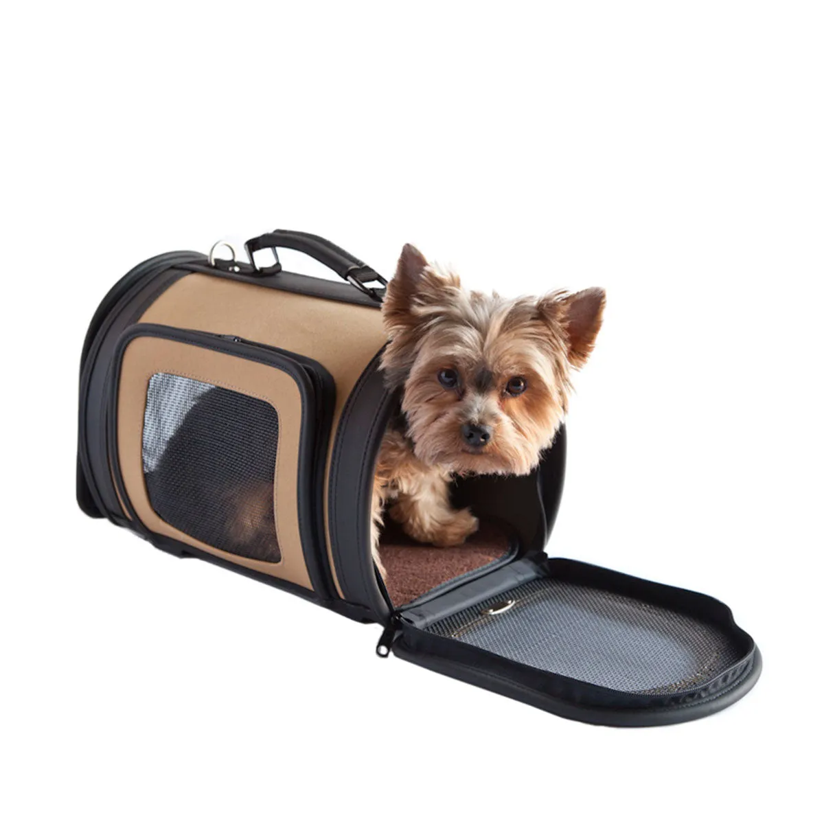 Kelle Designer Duffle Pet Carrrier - Khaki