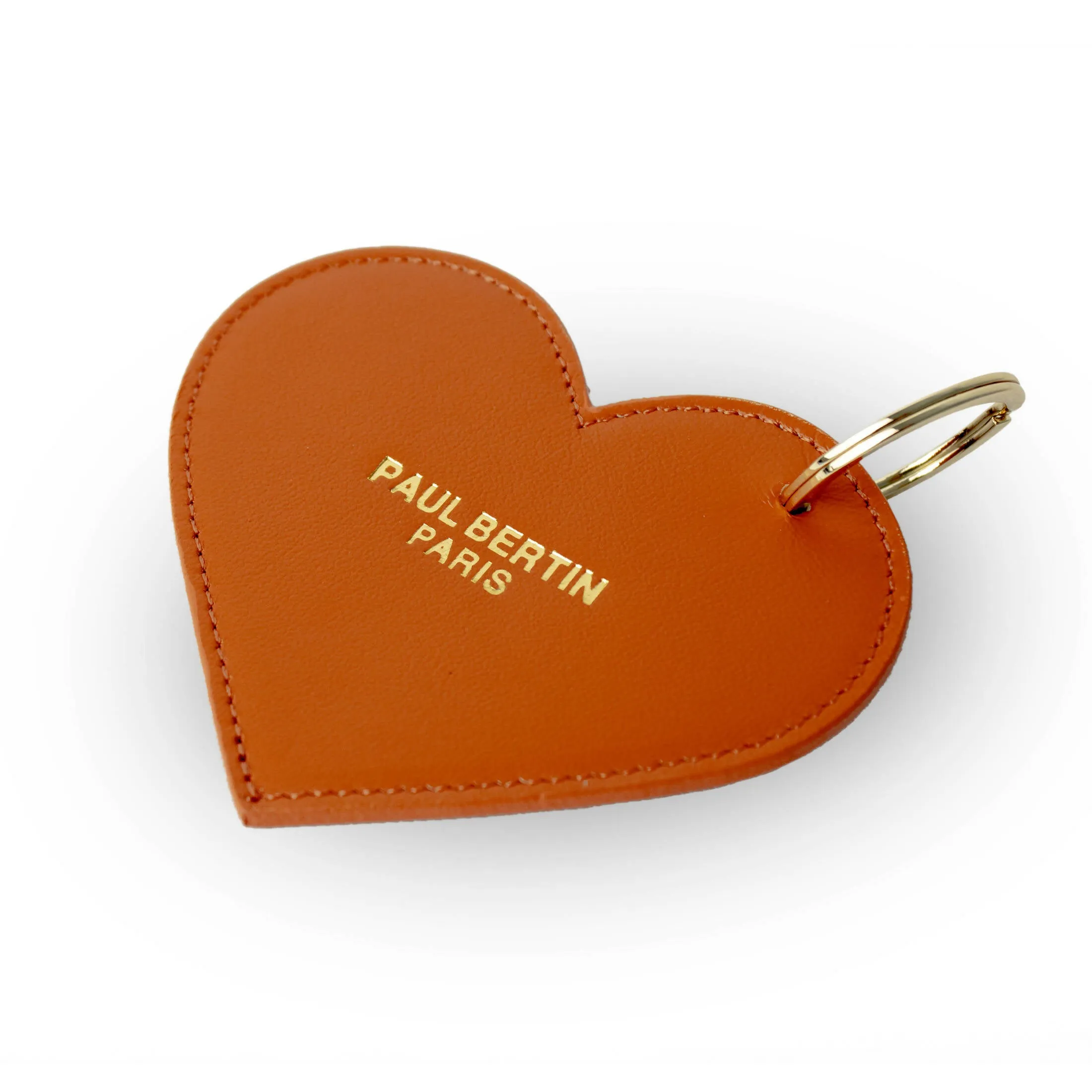 orange leather heart-shaped keychain