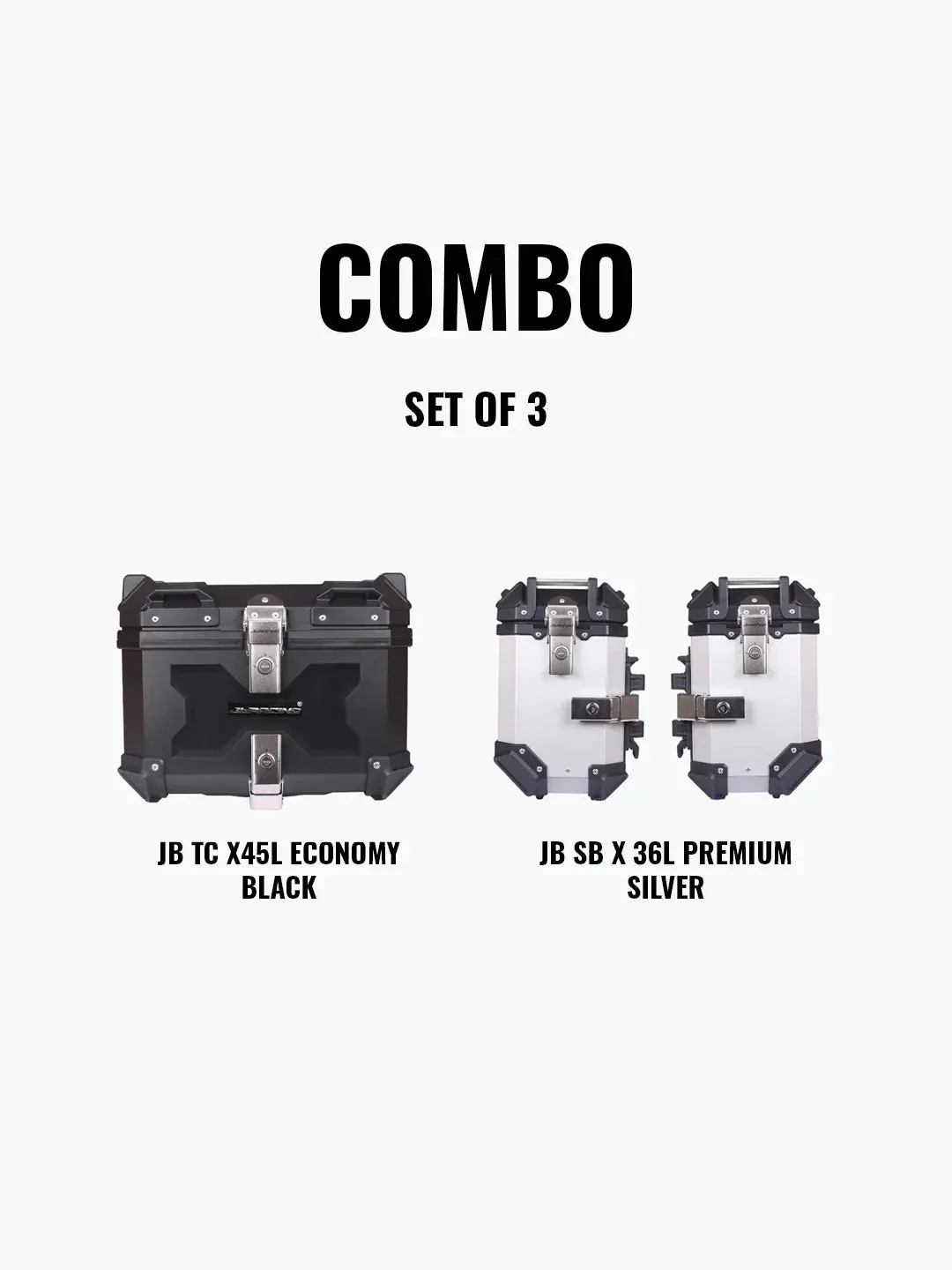 SET OF 3 Combo OF JB TC X45L Economy Black With Backrest Pad   JB SB X36L Premium Silver