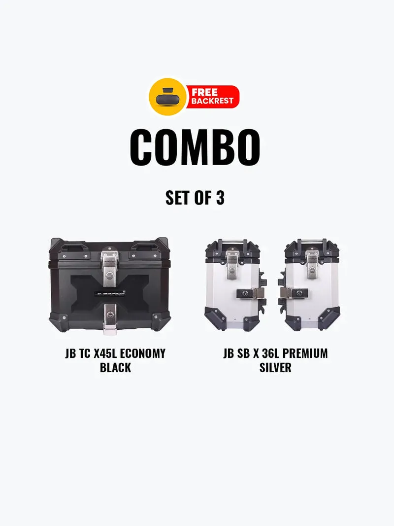SET OF 3 Combo OF JB TC X45L Economy Black With Backrest Pad   JB SB X36L Premium Silver